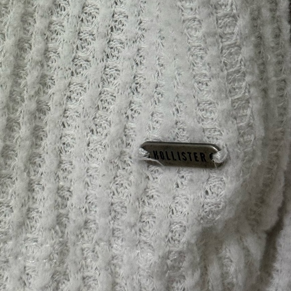 Hollister y2k Waffle Knit 2 Tone Sweater w Back Cutouts Size Small Tan White - Picture 3 of 6